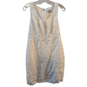 Loft Women's Size 6 White Eyelet Sleeveless Knee Length Dress